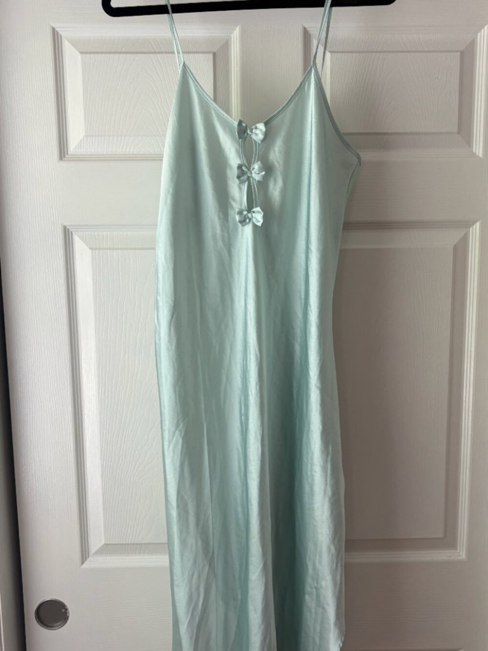 Light Blue Slip Dress with Bow Details